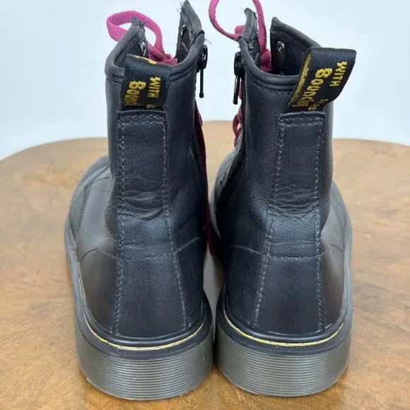 Dr. Martens Black 8 Eye Classic Black Leather Boots Side Zip Women's Size 6 - Picture 6 of 7